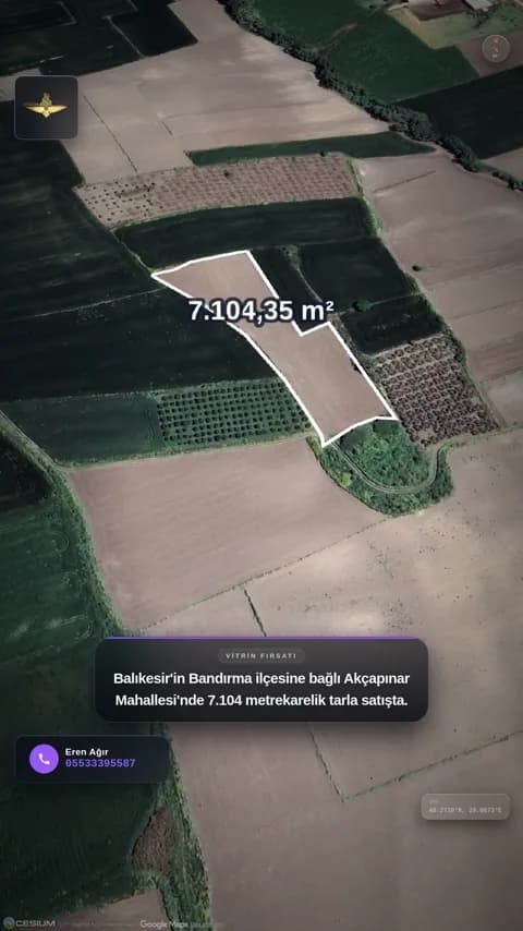 Akçapınar tarla tanıtım videosundan bir kare